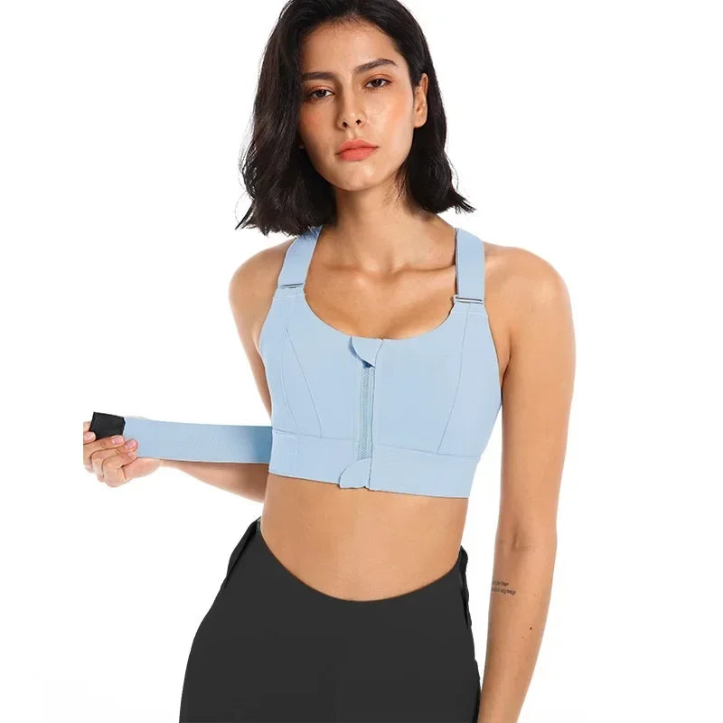 Plus Size  Zippered Sports Bras for High Impact Workouts