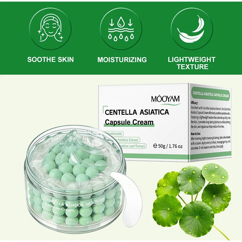 Korean Care Capsule Face Cream With Centella & Astaxanthin, Grape Seed Antioxidant Moisturizer, Soothing Barrier Care Skincare