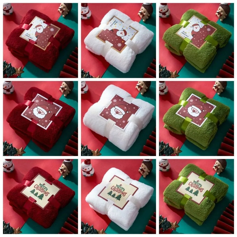 Coral Velvet Christmas Towel Reusable Absorb Water Face Towel Xmas Holiday Decorative Wash Cloth Christmas Gift Party Gift