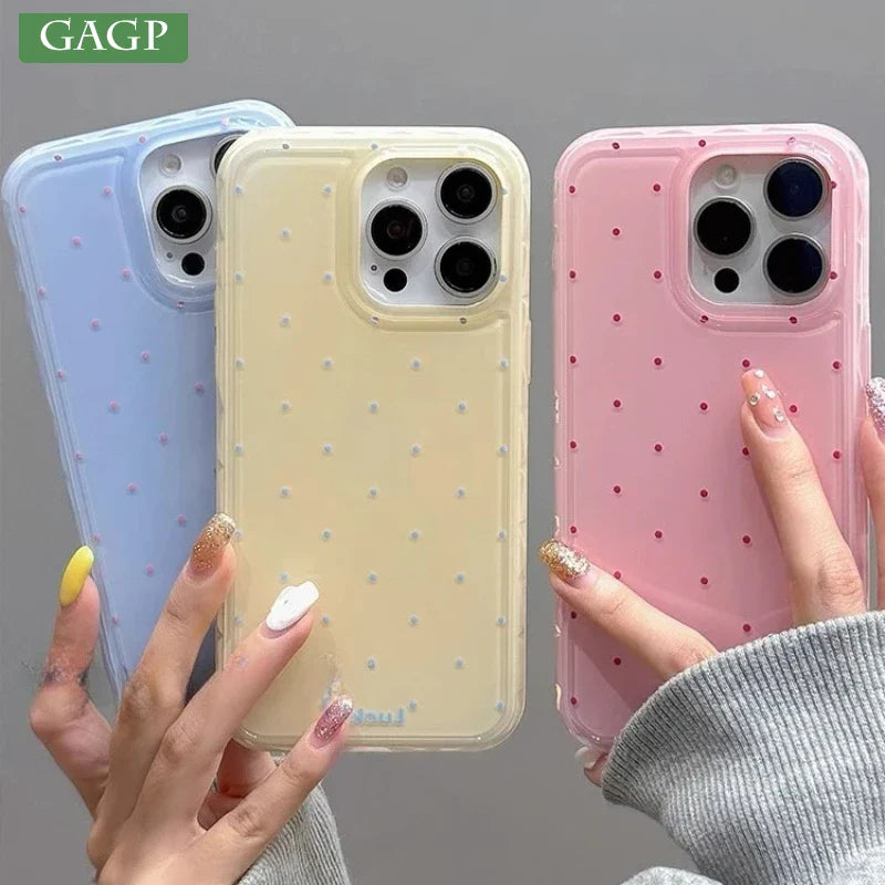 Cute Polka Dot Macron Color Wave Point Soft Silicone Phone Case