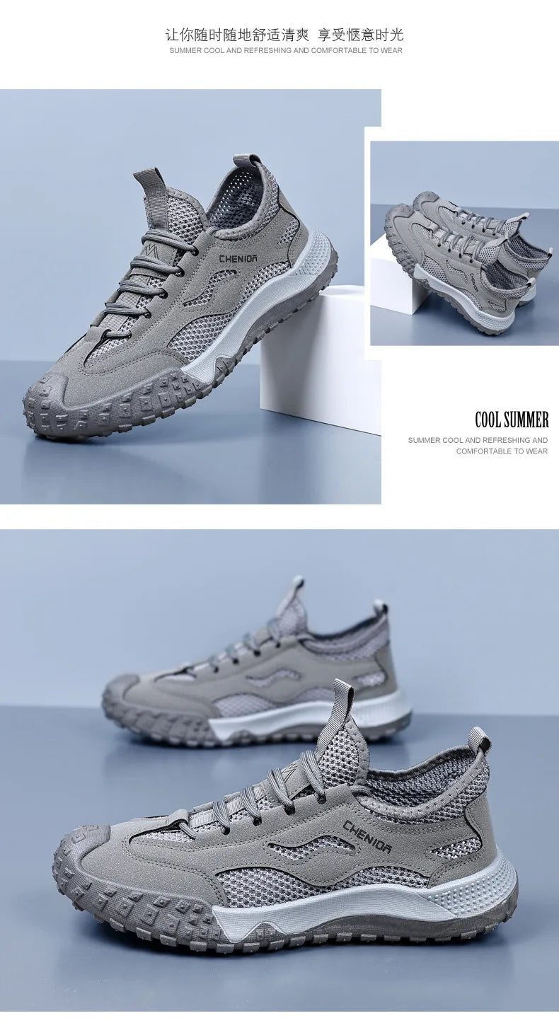 Oulylan Men's Summer Breathable Hollow Mesh Wading Shoes 2026 Outdoor Hiking Climbing Non-Slip Sport Sneakers Size 39-44