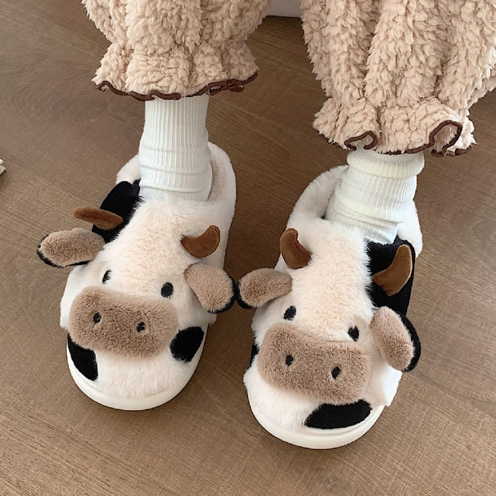 Pantuflas de vaca peludas