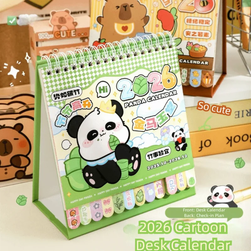 Calendario de escritorio Kawaii Panda 2026