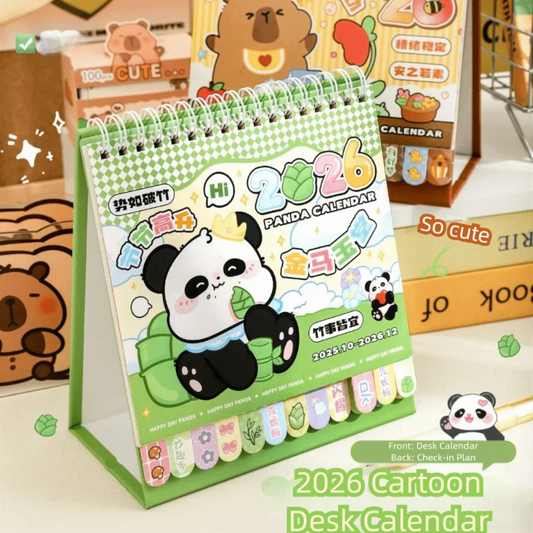 Calendario de escritorio Kawaii Panda 2026