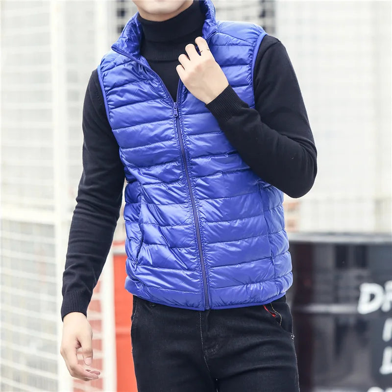 Men's Sleeveless Puffer Jackets Fashion Brand Men Down Vest Coats New Winter Casual Lightweight Down Duck Vest Coats Male