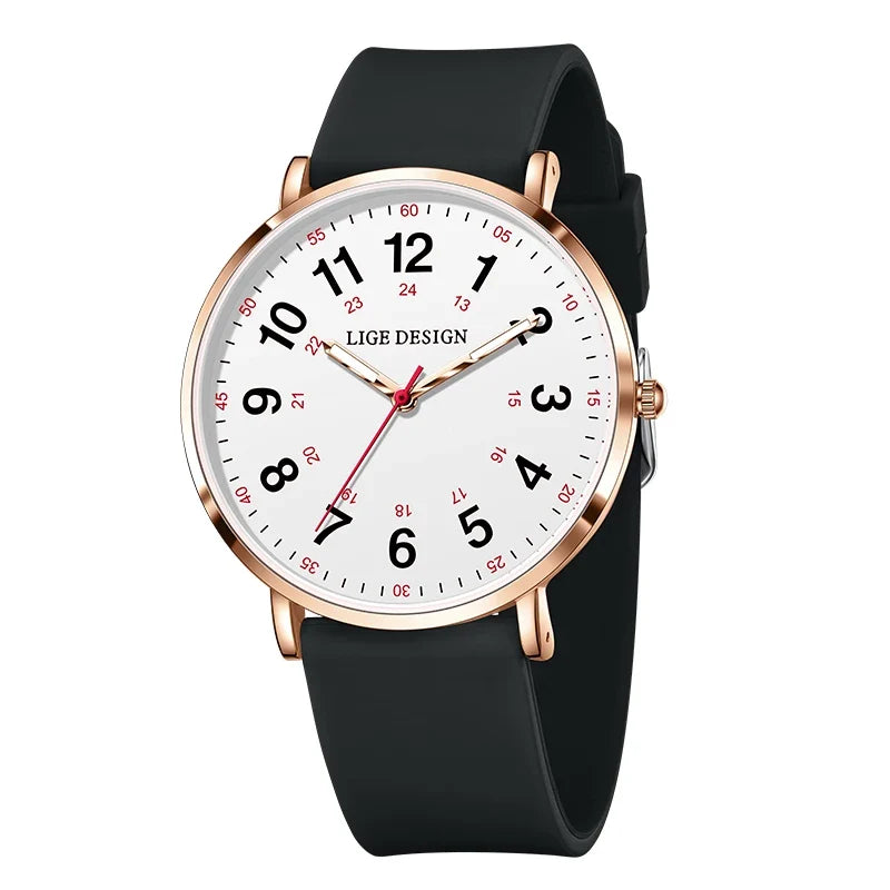 Women's Arabic Numeral Silicone Quartz Watch