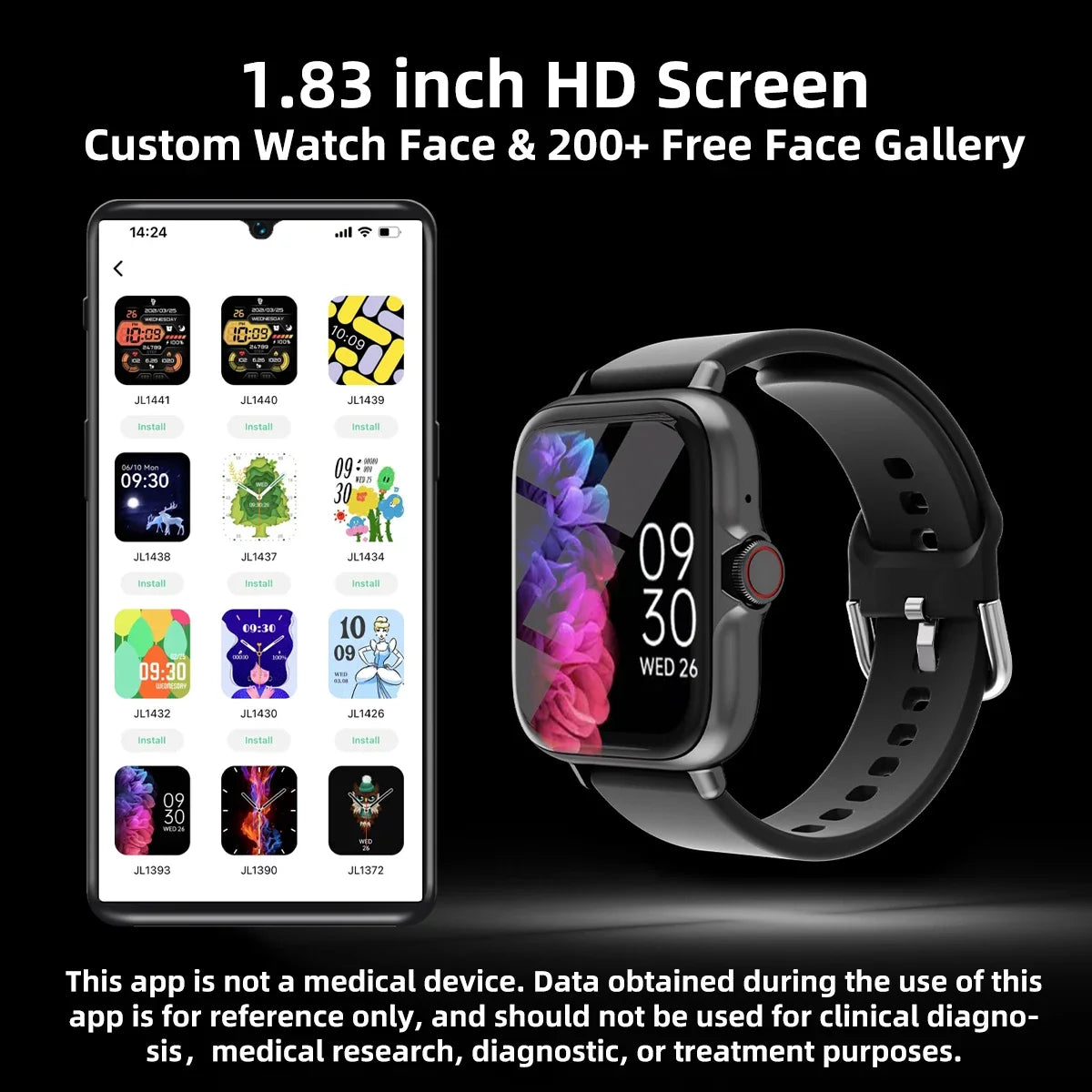 1.83'' Smart Watch with Message Answer Call Sleep Monitoring Sports