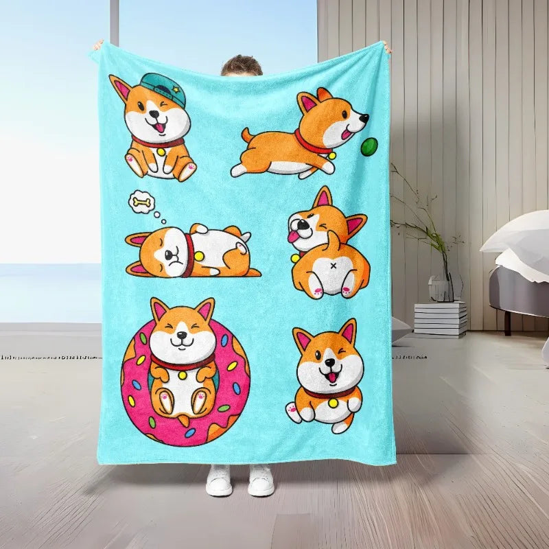 1PC Throw Cute Animals theme Cats Dogs Lover Flannel Blanket Gifts Soft Warm thin Blankets for Sofa Bed Car Camping all season