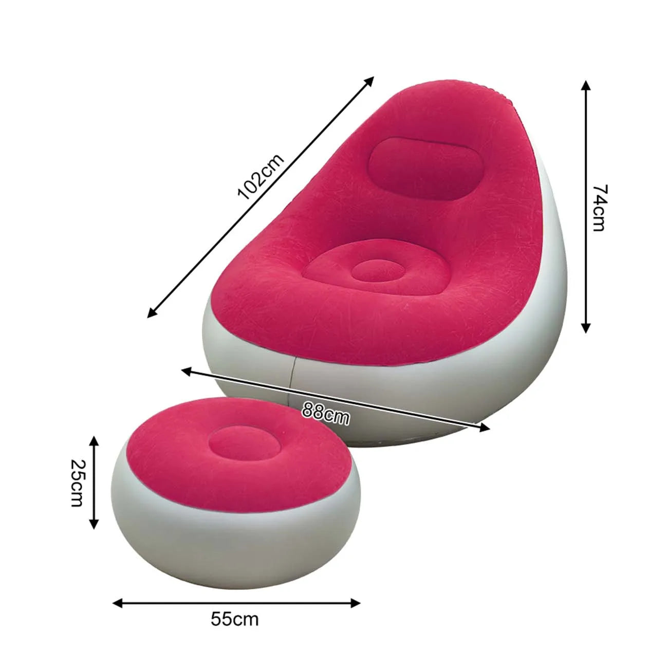 1PC Nflatable Air Sofa Chair with Footrest, Portable Lounge Chair Set