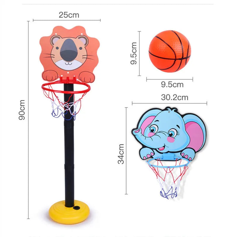 Kids Adjustable Basketball Stands Cartoon Animals Shape Shooting Basket Indoor Outdoor Sports Games Basketball Hoop