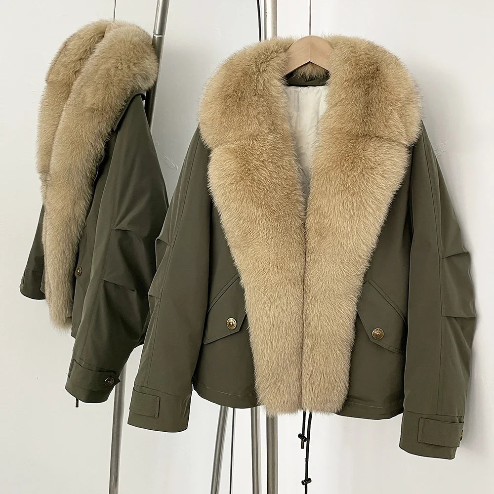 Down Jacket Women Real Fox Fur Collar Autumn 2025 Winter White Duck Down Coat Warm Puffer Jacket Female Waterproof  Feathers