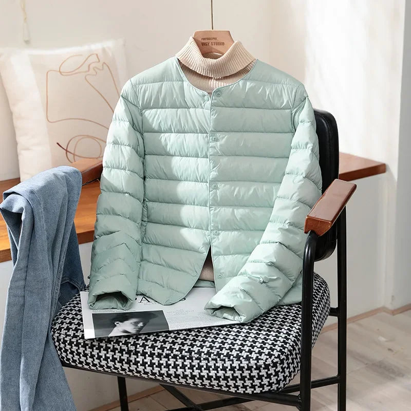 2026 New Arrivals Autumn Winter Warm Women White Duck Down Slim Jackets Female Fashion Ultra Lightweight Packable Puffer Coats