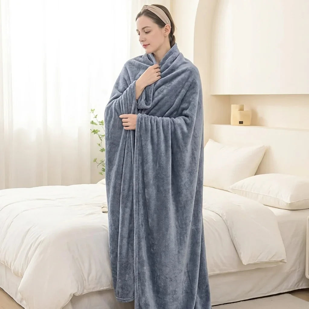 Solid Flannel Multifunctional Throw Blanket – Ultra Soft Skin-Friendly, Warm & Cozy, Perfect for Living Room, Bedroom, Office, All Season, Machine Washable Easy Care