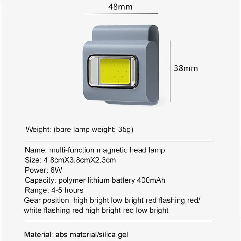 Multifunctional LED Portable Light with Magnetic Charging Light Clothespin Running Light Silicone Work Headlight Dog Chain Light