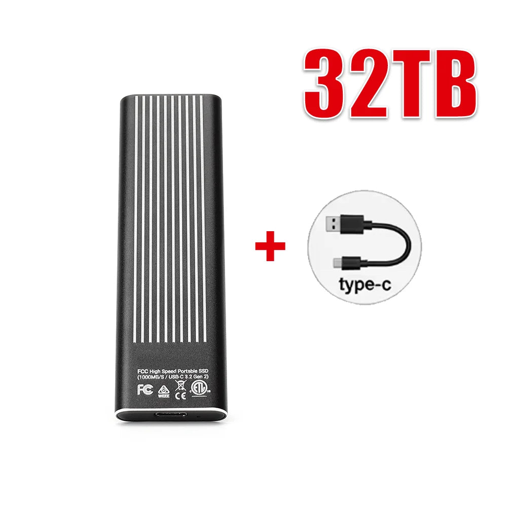 High Speed External Portable SSD 6TB 12TB Plug and Play Mobile Hard Drive Compatible with Windows IOS Android DevicesHigh Speed