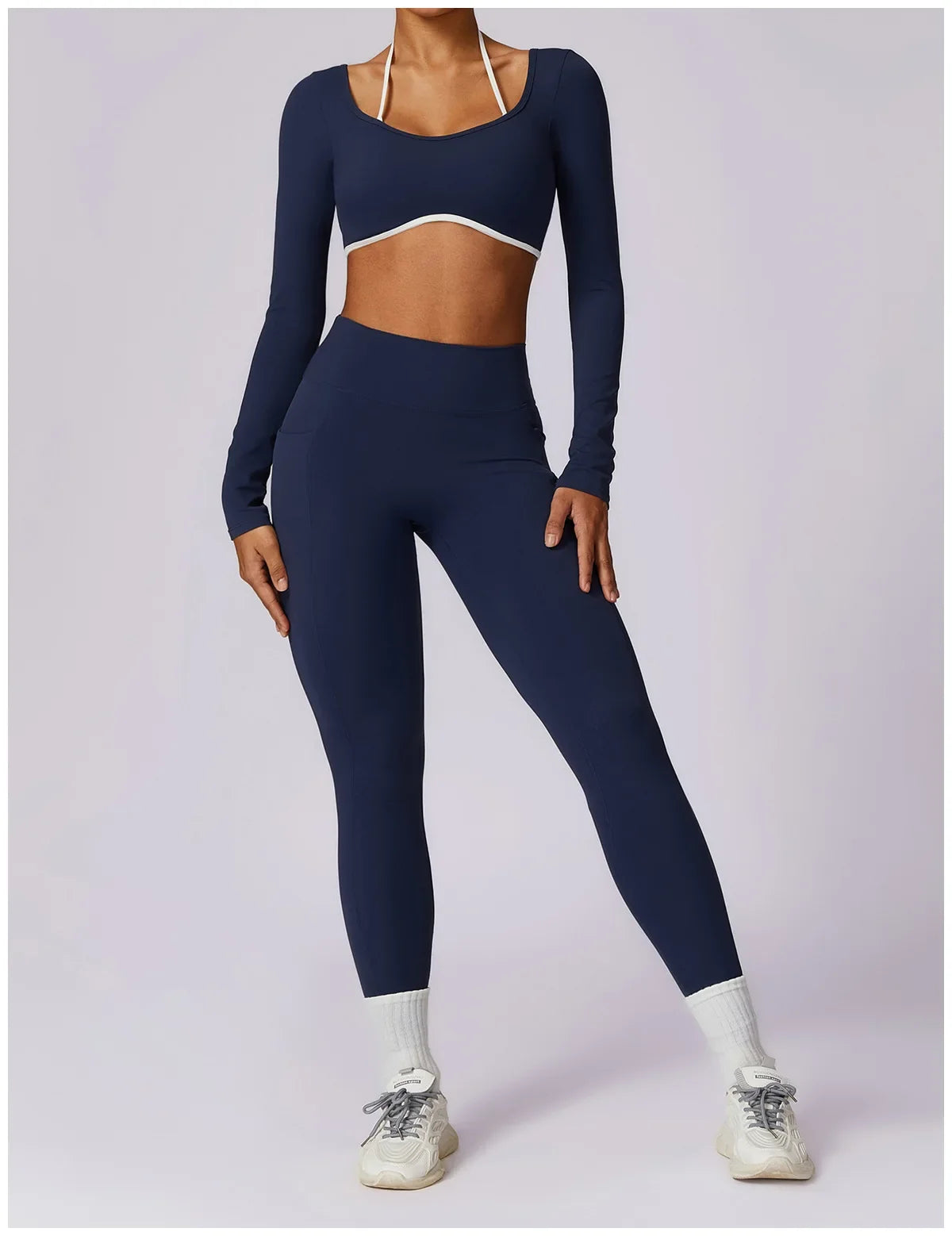2-Piece Activewear Set – Long Sleeve Crop Top & Leggings