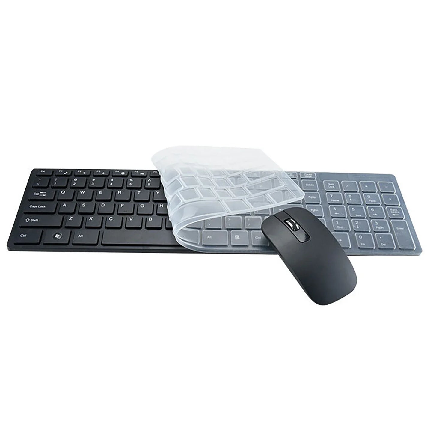 Ultra-thin 2.4G Wireless Keyboard Mouse Set with Keyboard Film Computer Office Gaming Silent Keyboard and Mouse（No Battery）