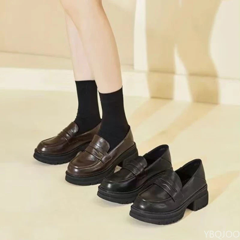 2026 Spring and Autumn Fashion New Style Casual Comfortable Versatile Women's Le Fu Shoes Retro Shallow Mouth Single Shoes