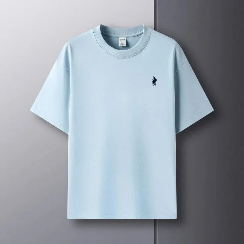2026 Summer Men's Knitted Cotton Short Sleeved T-shirt Fashionable and Comfortable Printed Breathable Top