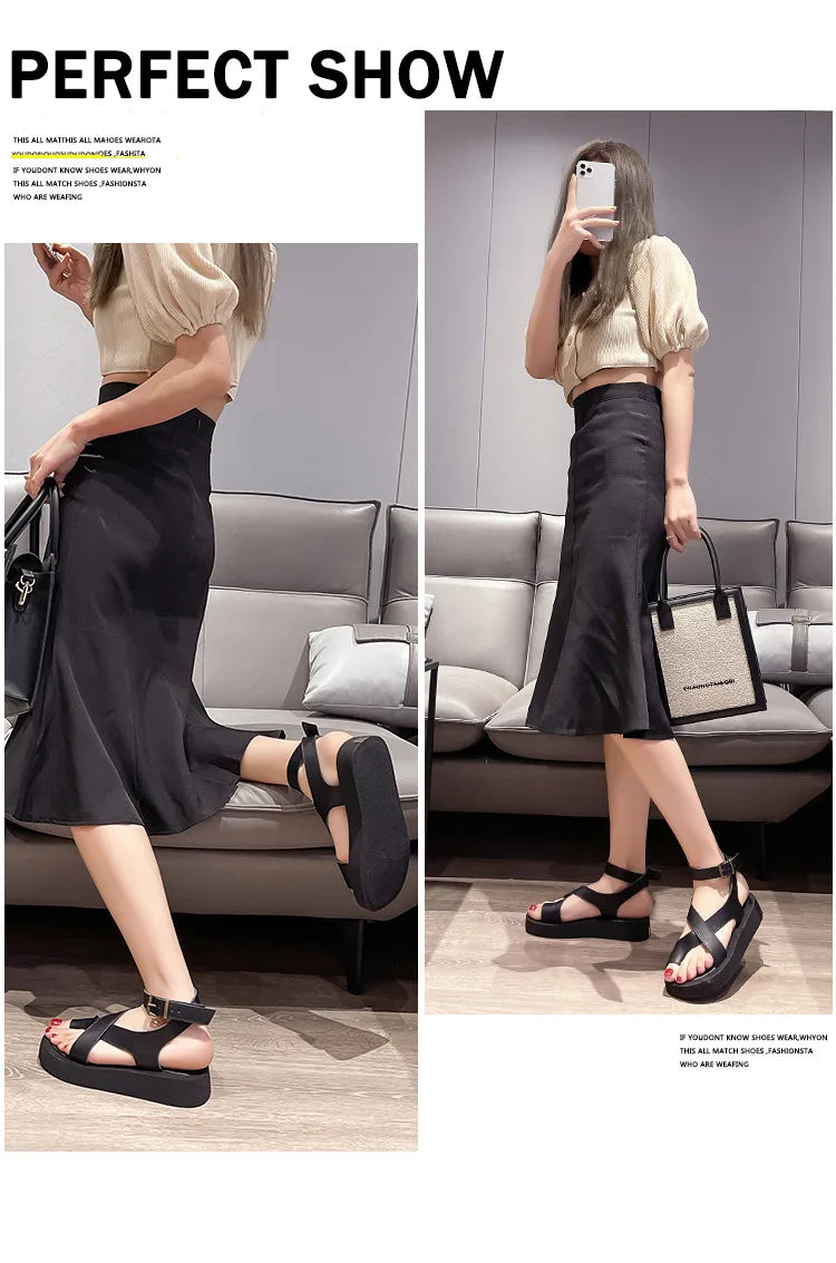 AIYUQI Sandals Women Genuine Leather 2026 Summer New Clip Toe Sandals Ladies Roman Women Shoes Muffin Sandals WHS MTO