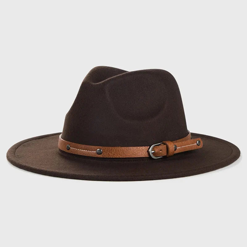 Sombrero Fedora de Lana Unisex – Sombrero de Fieltro de Ala Plana para Otoño e Invierno