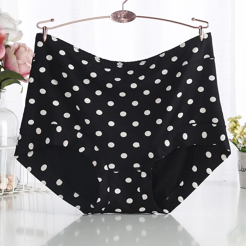 Modal Large size Panties for fat Lady Fashion Polka dot briefs High waist wide leg boyshorts cotton crotch underpants