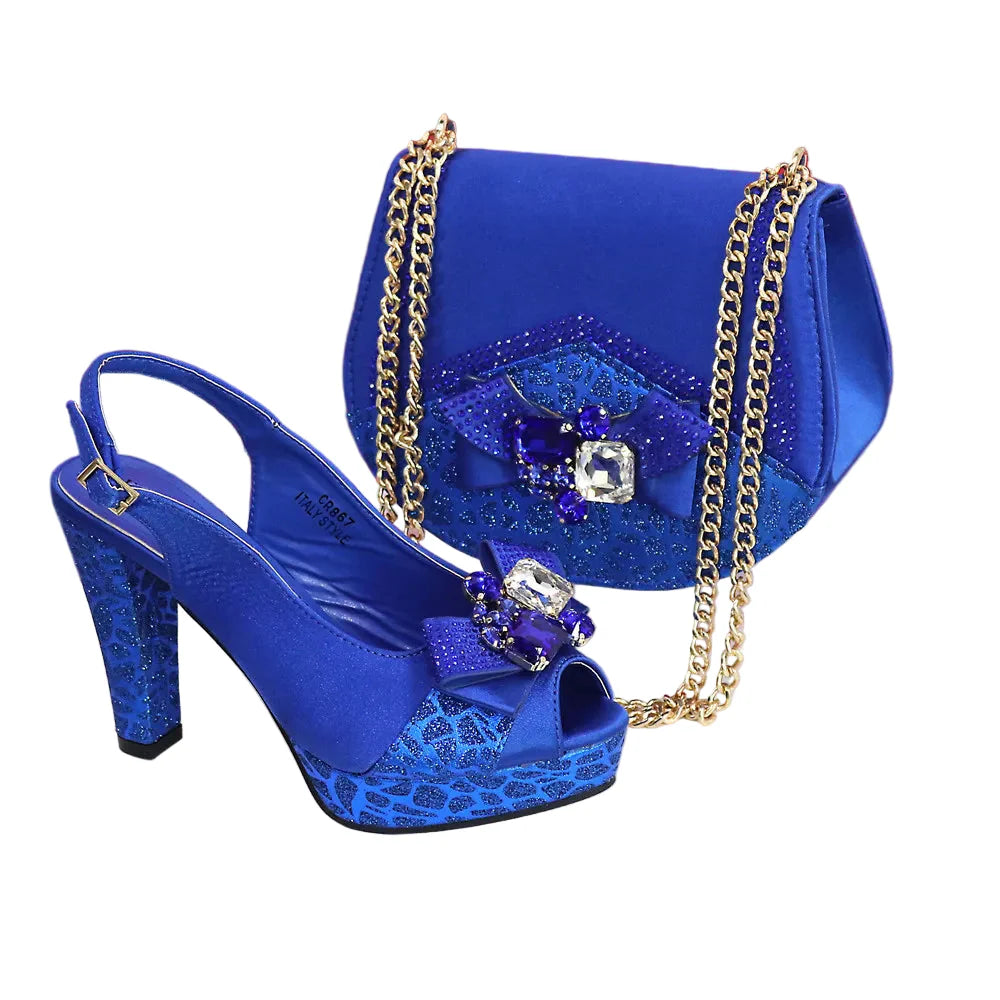 Zapatos de noche y bolso de diseño italiano, nueva moda