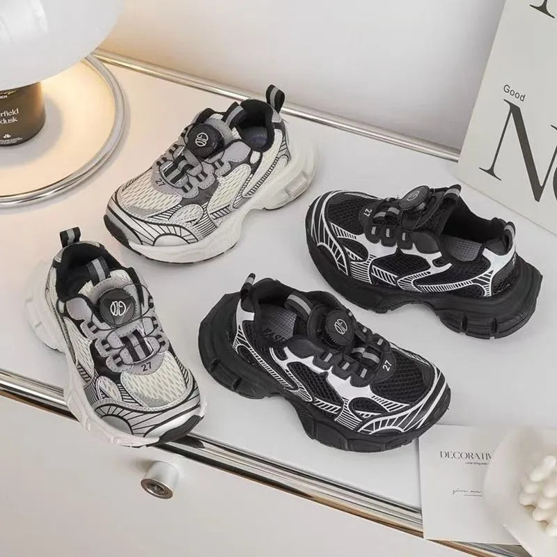 Children’s Sports Shoes 2026 Autumn New Casual Running Sneakers Boys Girls Premium Design Retro Dad Sneaker Lightweight Non Slip