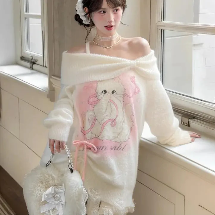 Suéter de hombros descubiertos Pretty Kitty