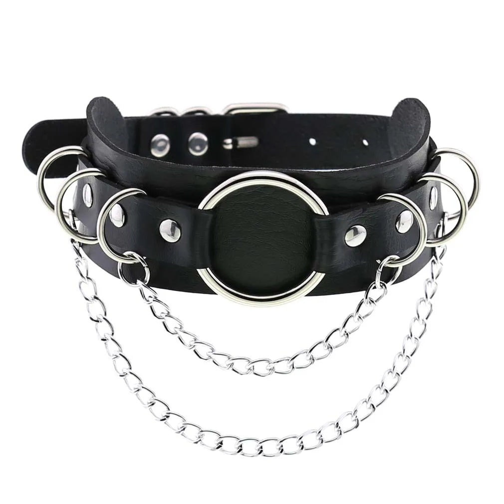 DIEZI Vintage Sweet Cool Hip Hop Rivet Choker Necklace Harajuku Gothic Club Black PU Leather Collar Torques Necklace Jewelry