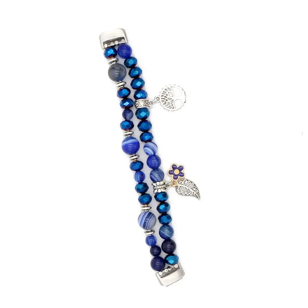 Fitbit Inspire 3 Beaded Charm Bracelet Band, Double Strand