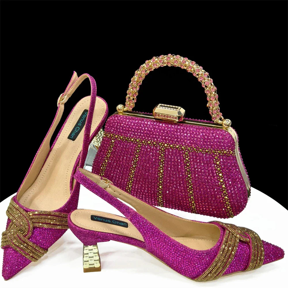 Conjunto de zapatos y bolso a juego de último estilo italiano HAS1-5