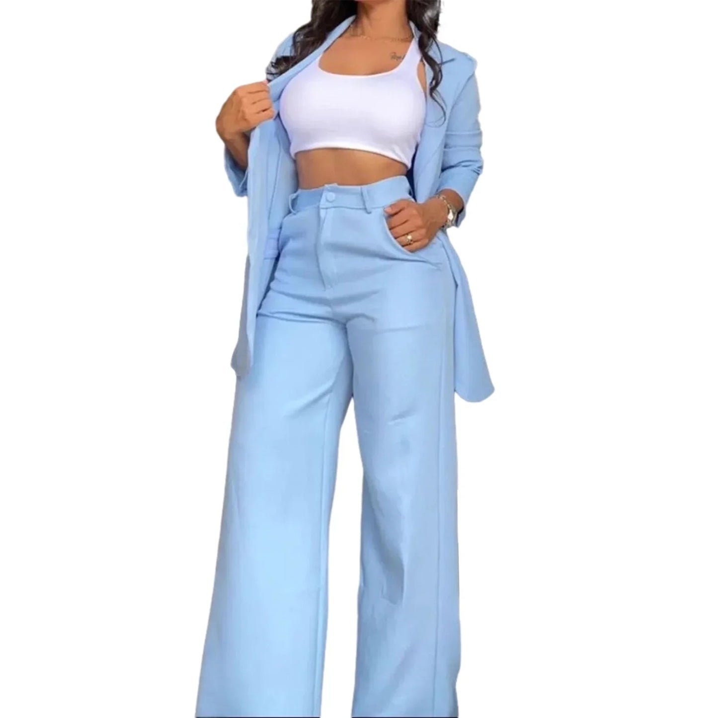 Sets for Women 2 Pieces Autumn Fashion Long Sleeve Blazer Sets Elegant High Waist Work Pants Set Office Lady Pink Suits