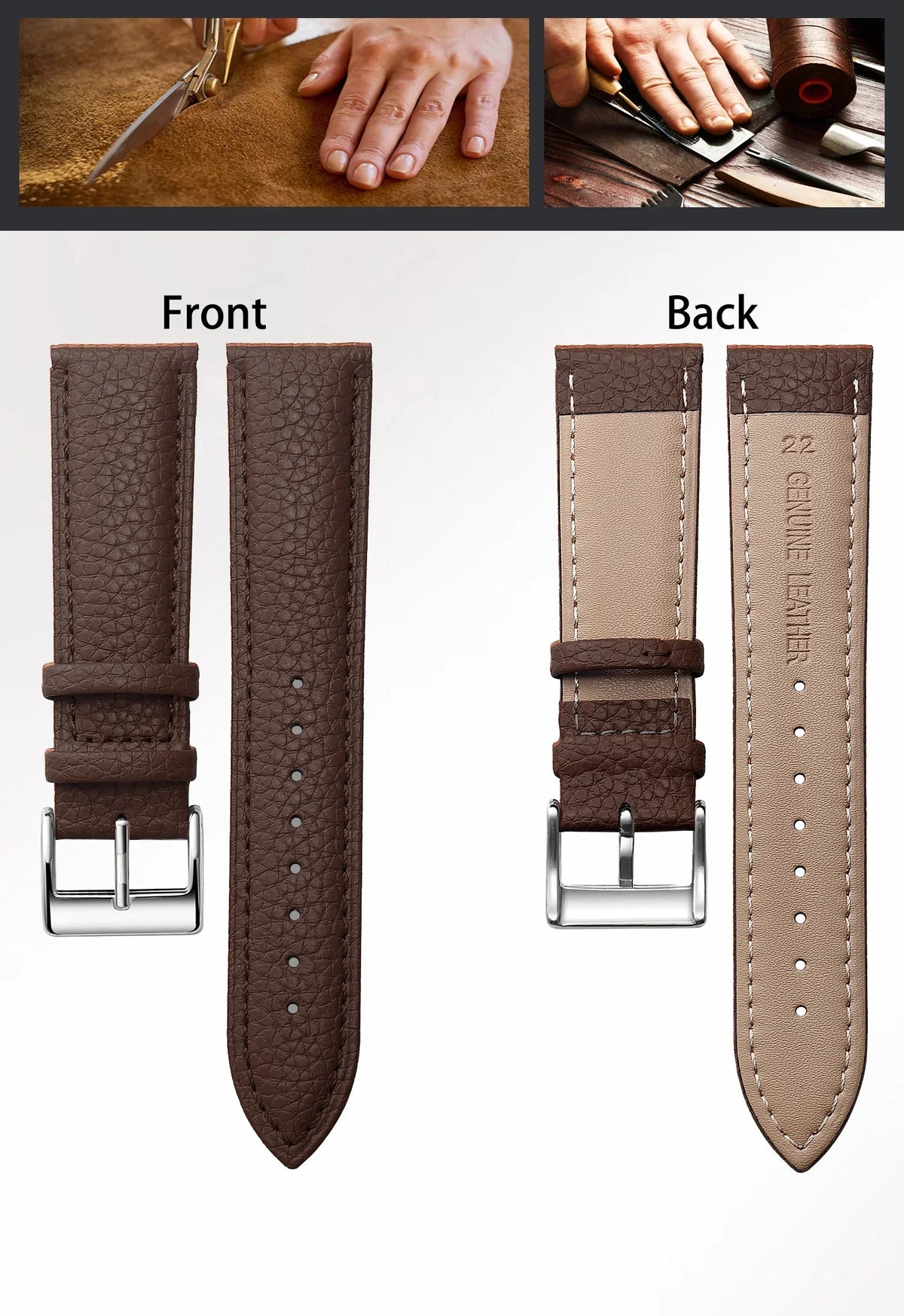 OnePlus Watch Grained Leather Band, Spring Bars & Tool