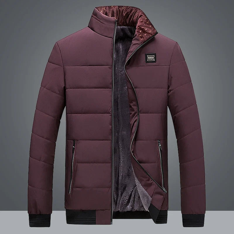 Puffer Jacket Mens Fleece Lined Thick Parkas Stand Collar Jacket Men's Coat Winter Warm Thick Coat Quilted Padded Jacket Outwear