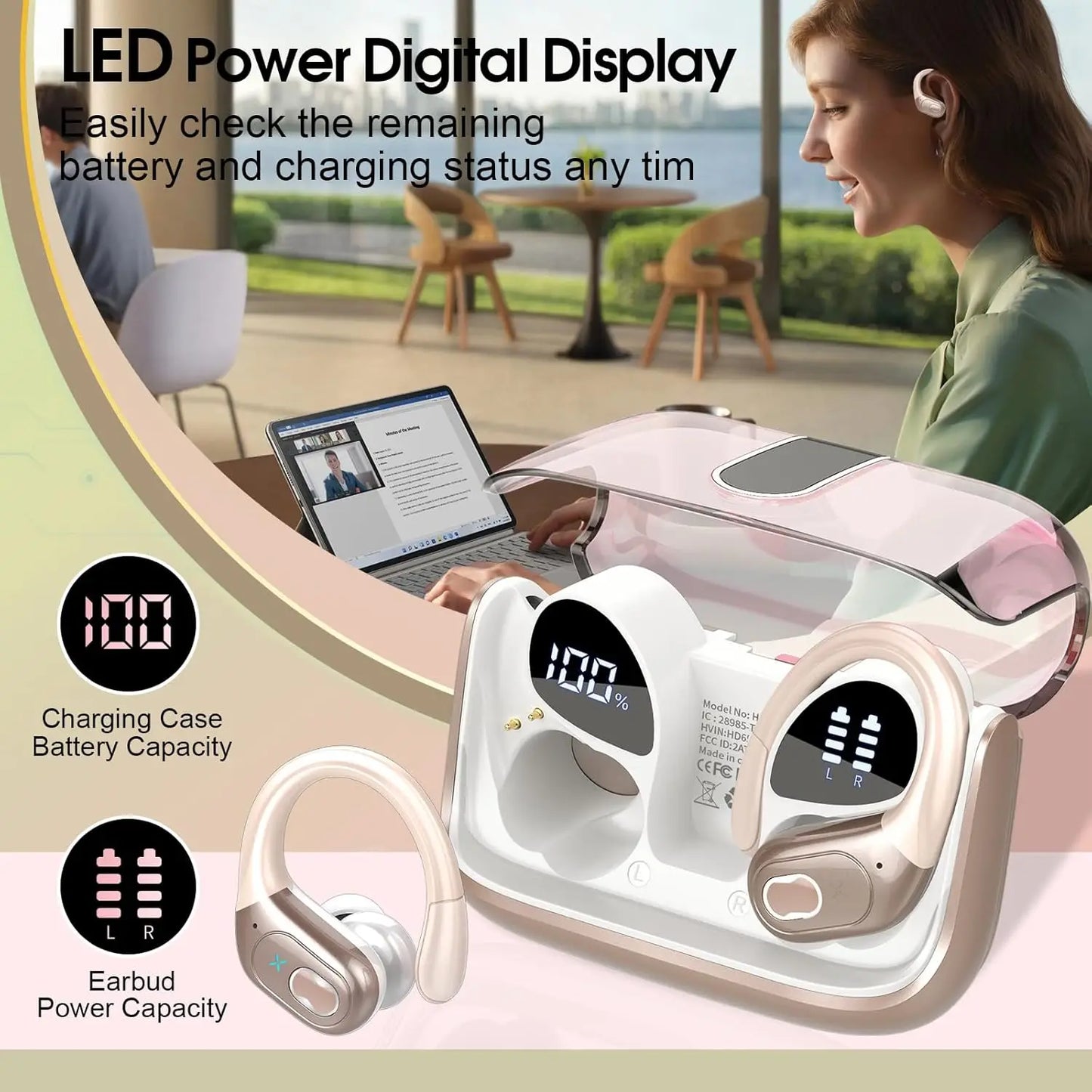 Bluetooth 5.4 TWS Earbuds 75Hrs with Charging Case,IPX7 Waterproof Sport Earphones with Mic,Wireless Noise Cancelling Headphones