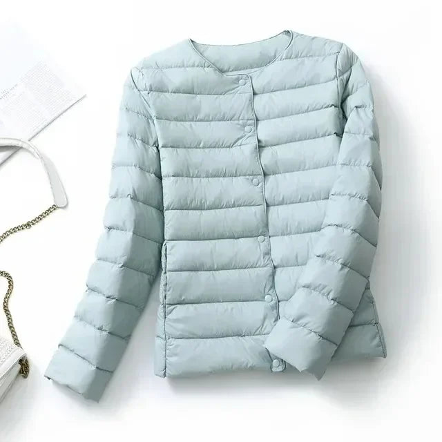 2024 New Autumn Winter Warm Ultra Light Weight Puffer Coats Down Jacket Women Slim Jacket Female Fashion White Duck Down Coat