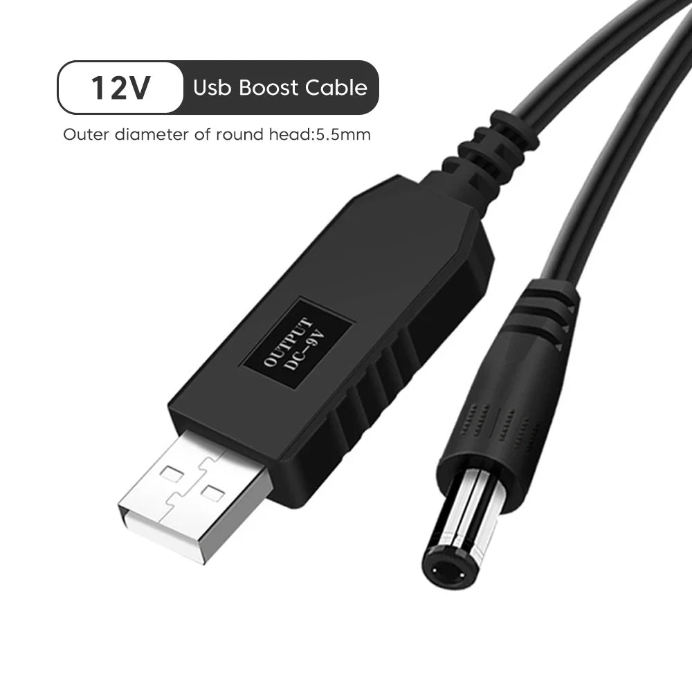 Elough WiFi to Power bank Cable Connector USB DC 5V to 12V Cable Boost Converter Step-up Cord For Wifi Router Modem Fan Speaker