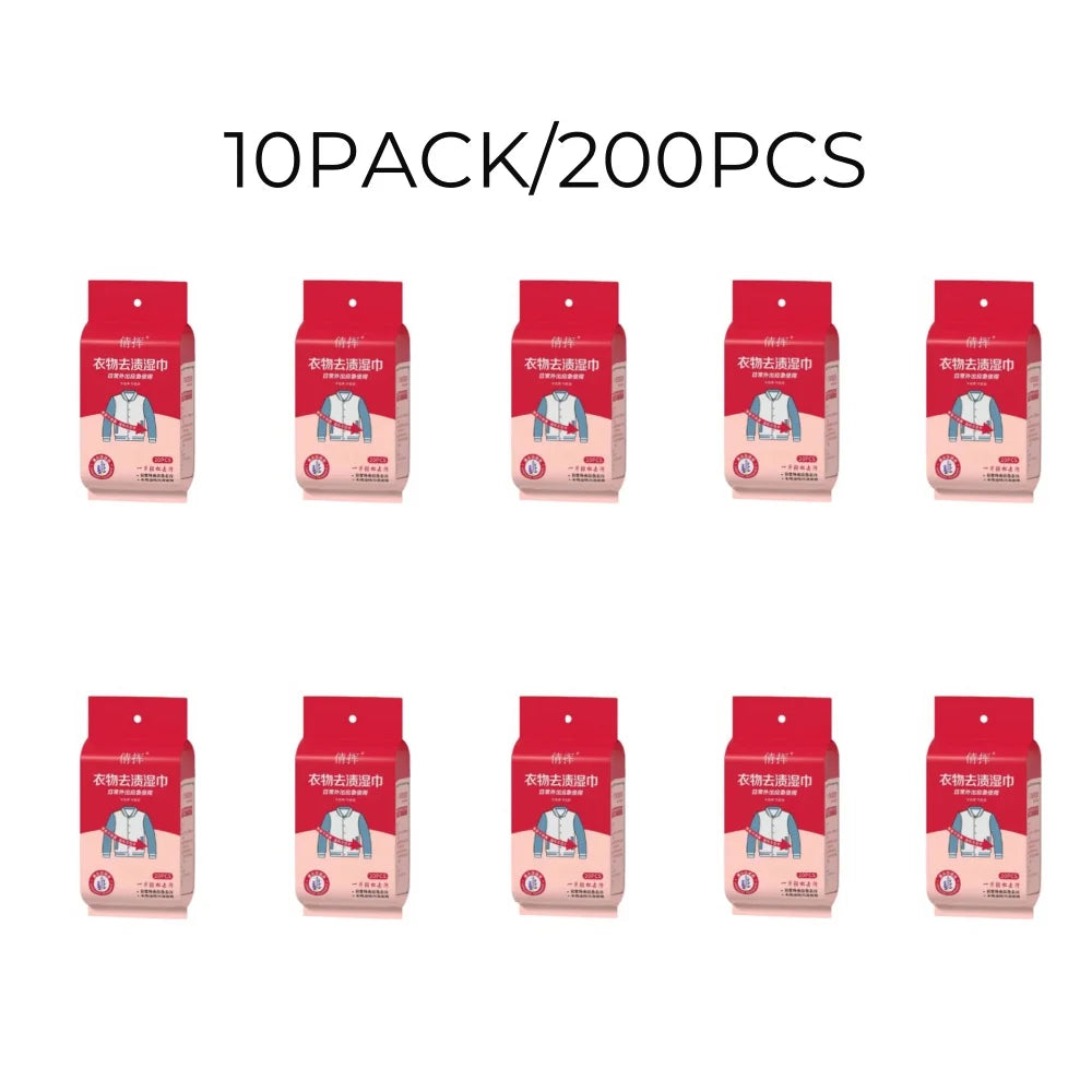 Disposable Clothing Stain Removal Wet Wipes Multi Functional Non Washing For Down Cotton Leather Jacket Stain Removing Wet Wipes