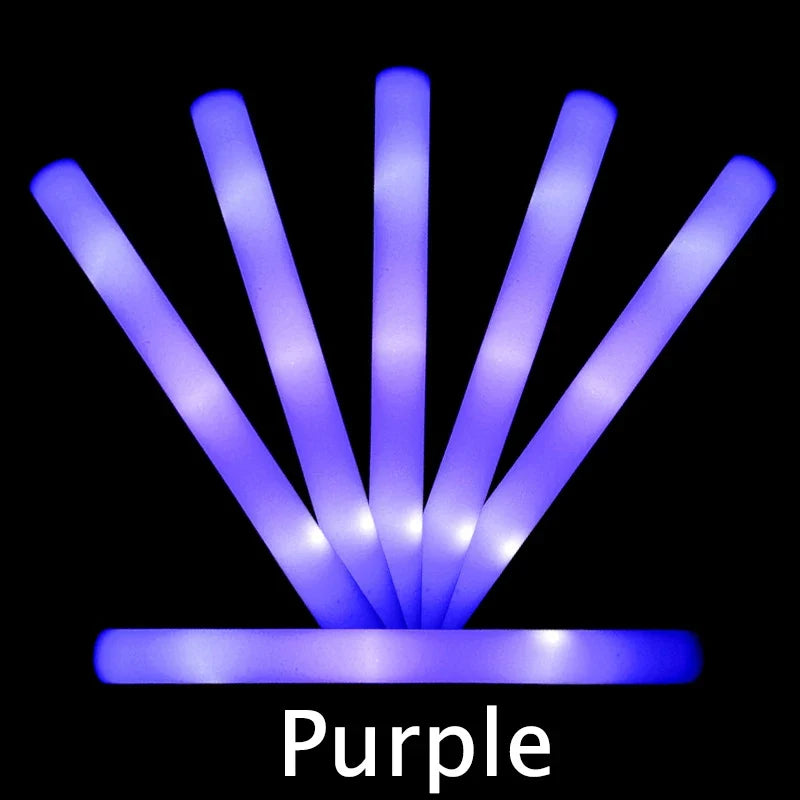 1-100Pcs LED Glow Sticks Bulk Colorful RGB Glow Foam Stick Cheer Tube Dark Light for Xmas Birthday Wedding Party Supplies