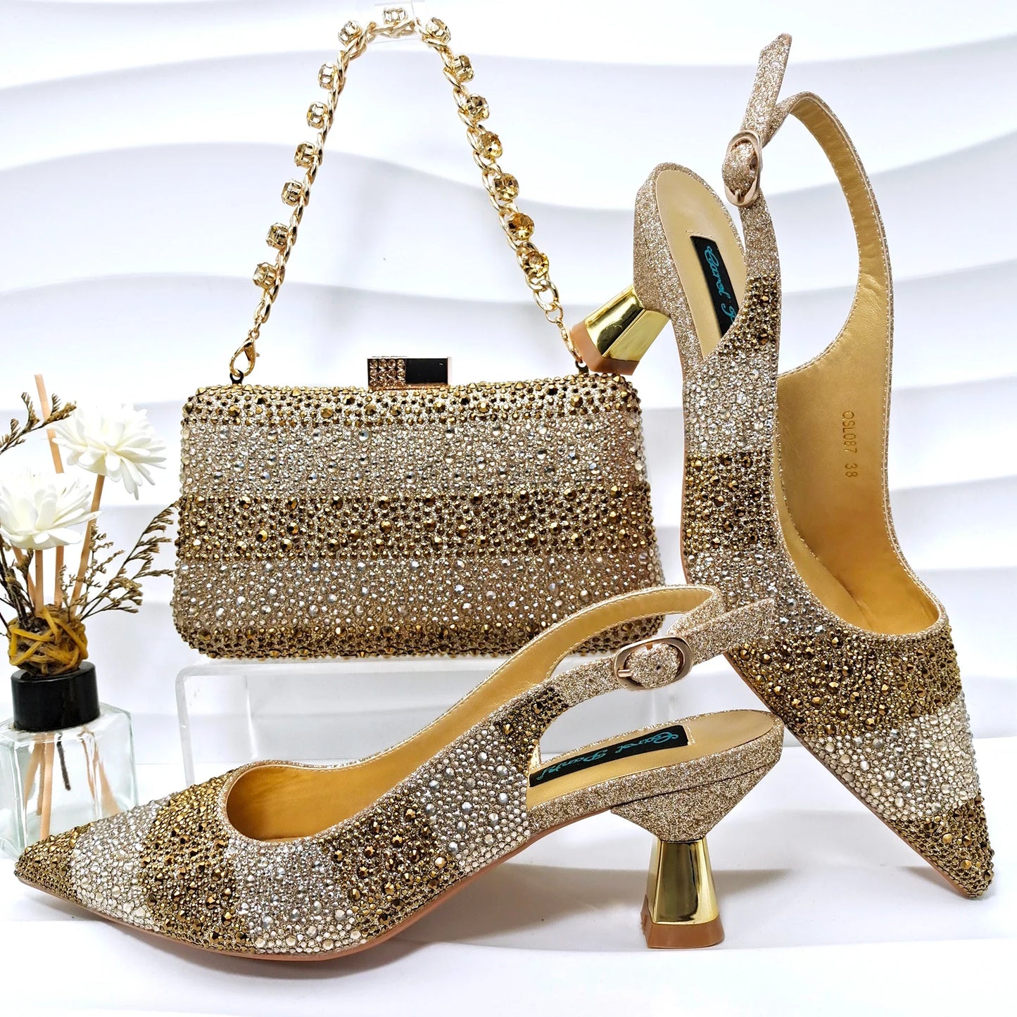 Conjunto de Zapatos y Bolsos para Mujer de Estilo Africano de Alta Calidad ED125