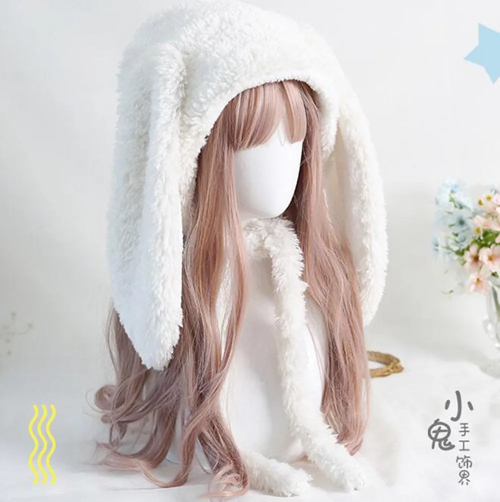 Gorro de invierno con orejas de conejo caídas