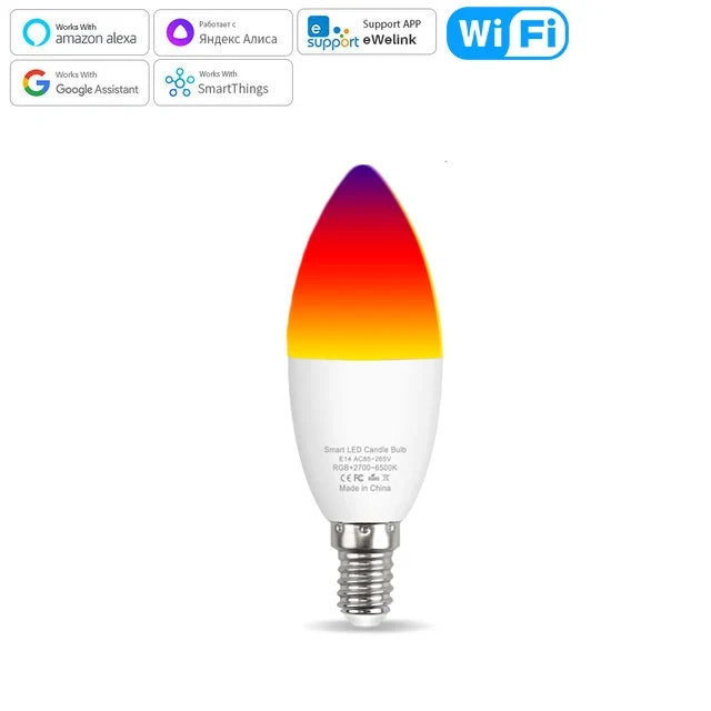 Ewelink E14 Smart Wifi Led Light Bulb Zigbee RGBCW Led Lamp Works With Alexa Amazon Google Home Yandex Alice Smartthings