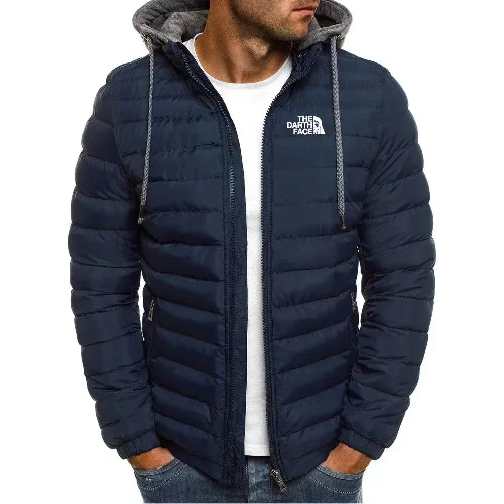 Men's Winter Warm Zipper Hooded Jacket Casual Slim Fit Fashionable Outdoor Business Travel Coat Windproof Thick Mens Clothing