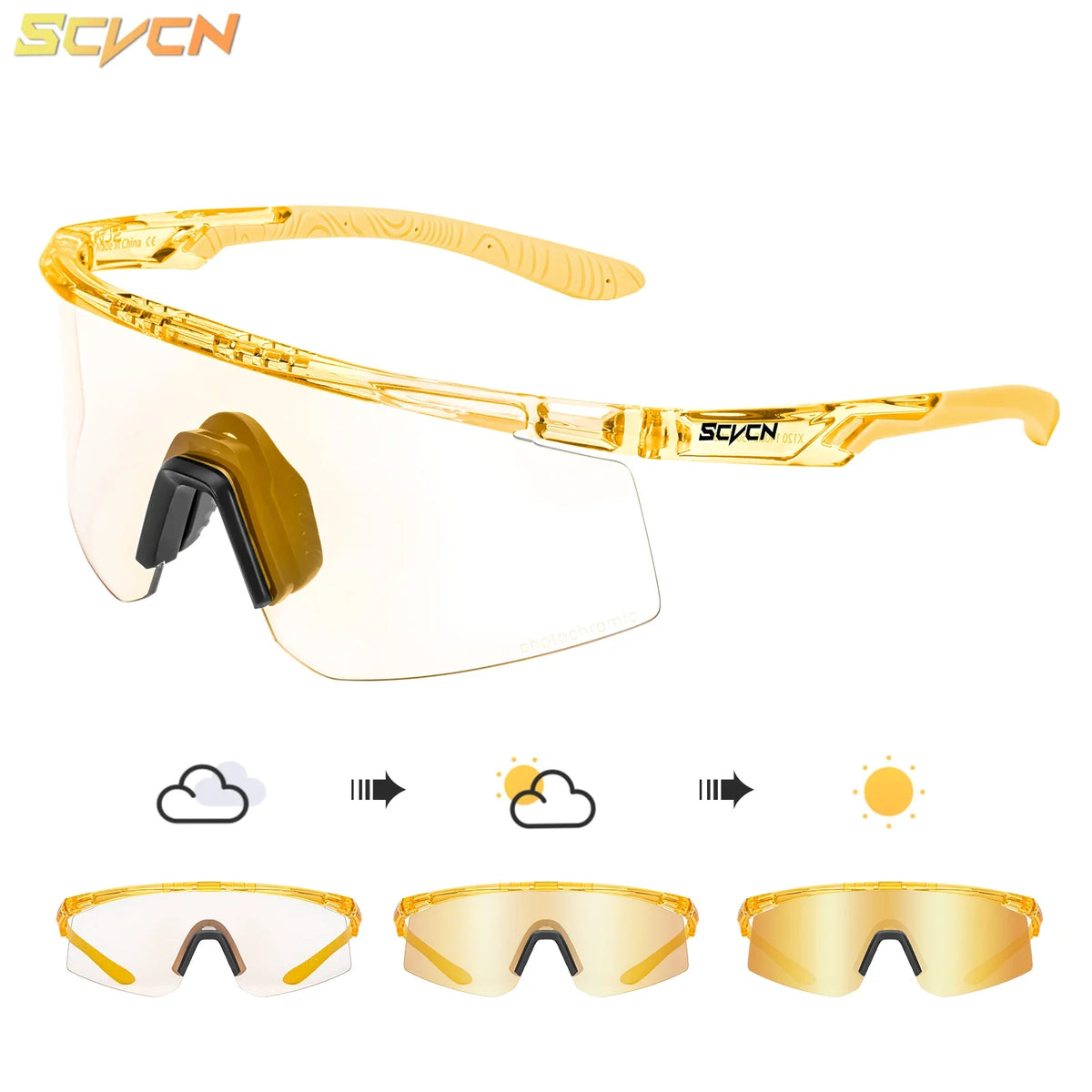 SCVCN Outdoor Photochromic Sunglasses Men Women Bicycl Cycling Glasses Sports MTB Driving Bike Eyewear Hiking UV400 Goggles New