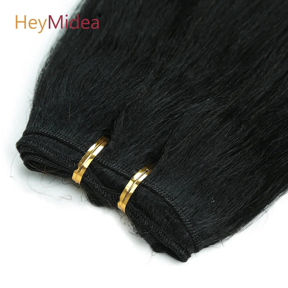 Extensiones de Pelo Liso de 18 Pulgadas, Extensiones de Pelo Sintético Yaki Liso de Salón, Tejido de Pelo Sintético de Lleno a Puntas