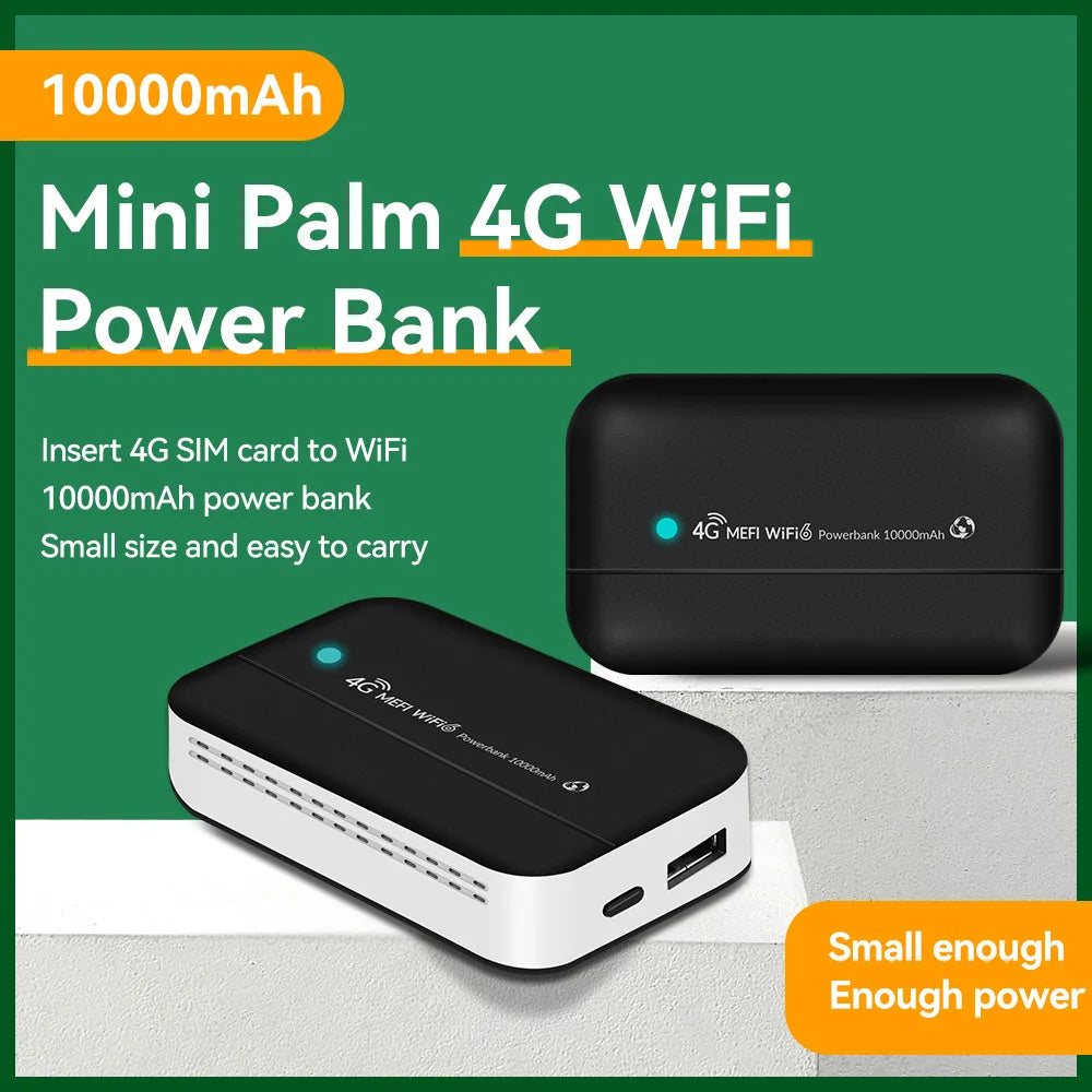 PW100 4G Router 150Mbps Outdoor Wireless Router Portable Wifi Hotspot Pocket MobileModem With Sim Card Slot 10000mah power bank
