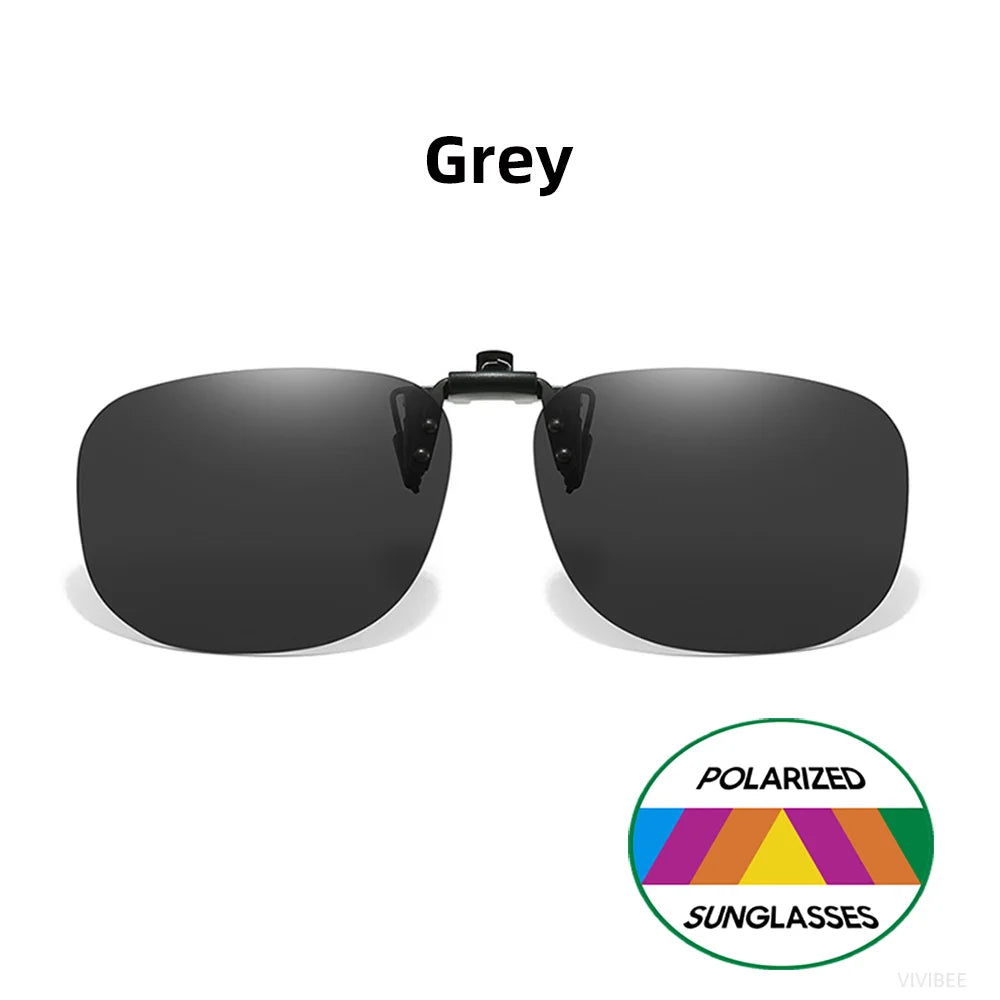VIVIBEE Flip Up Clip On Sunglasses Polarized Men Square UV400 Photochromic Night Vision Women Classic Mirror Clips
