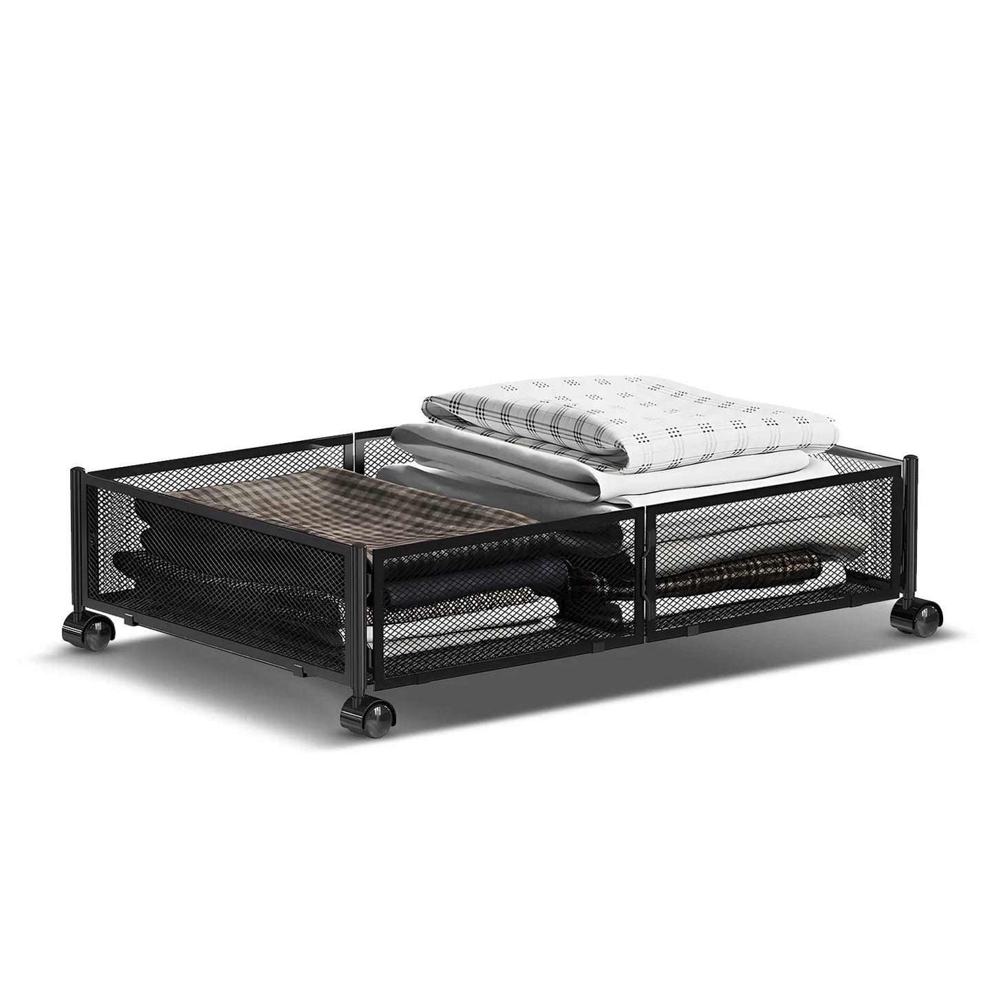 Foldable Under Bed Storage Container with Wheels Multifunctional Home Dorm Toys Clothes Books Shoes Storage Bins Visible