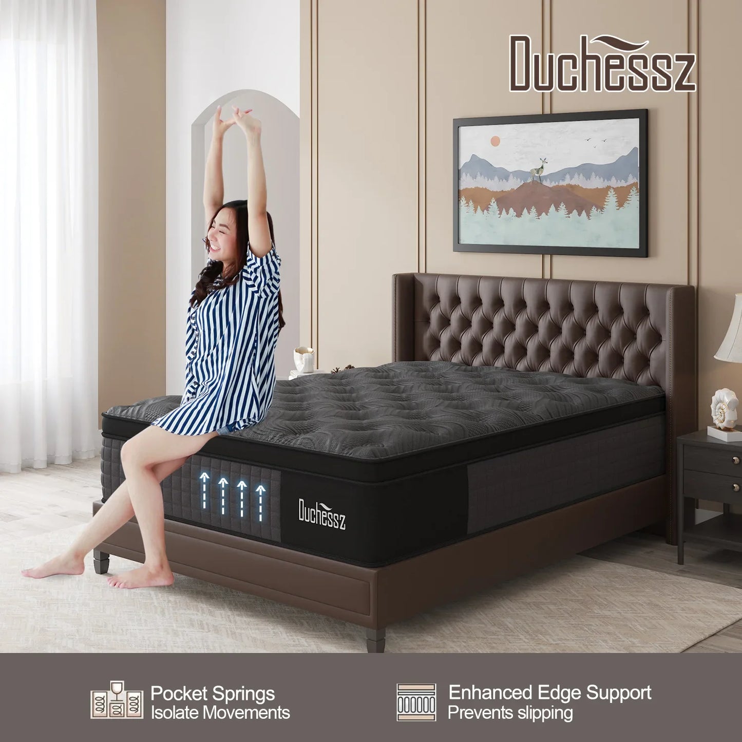 10"12"14"Twin Full Queen King Size Gel Memory Foam Pocket Spring Hydird Mattress In A Box Medium Firm